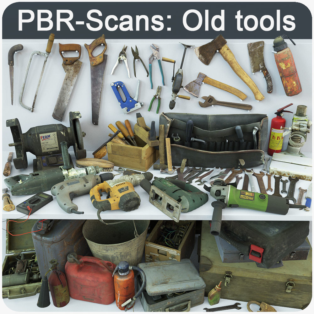 Collection Old Tools PBR 3D model Model 3D Download For